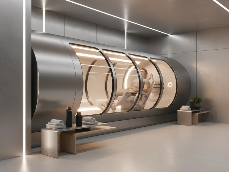Premium wellness room with a multi-window hyperbaric chamber